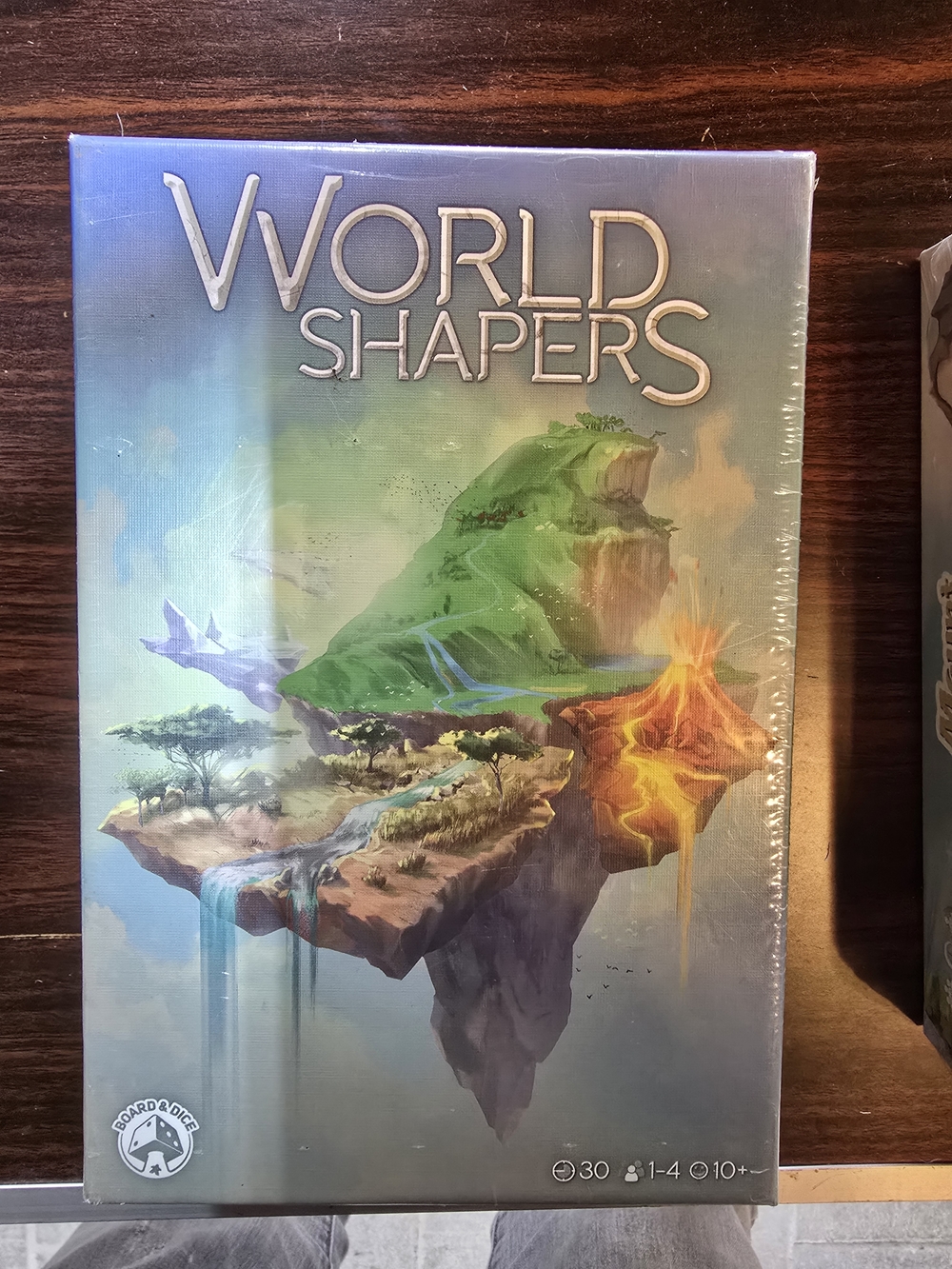 World Shapers Board Game - Fantasy Floating Island Artwork (Green, Blue, Orange)